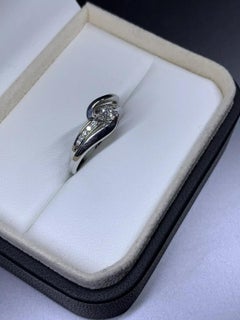 0.35ct Diamond chunky wishbone solitaire engagement ring set 9ct white gold