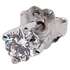 Boucle d'oreilles en or blanc 18ct avec un diamant unique de 0.35ct F/VS1 à taille ronde et brillante