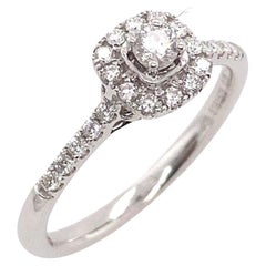 0.35ct Halo Cushion Shape Cluster Ring in 18ct White Gold