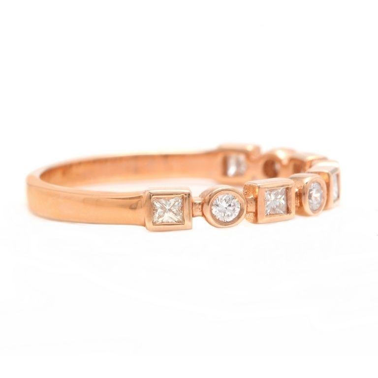 Rose Cut 0.35 Carat Natural Diamond 14 Karat Solid Rose Gold Band Ring For Sale