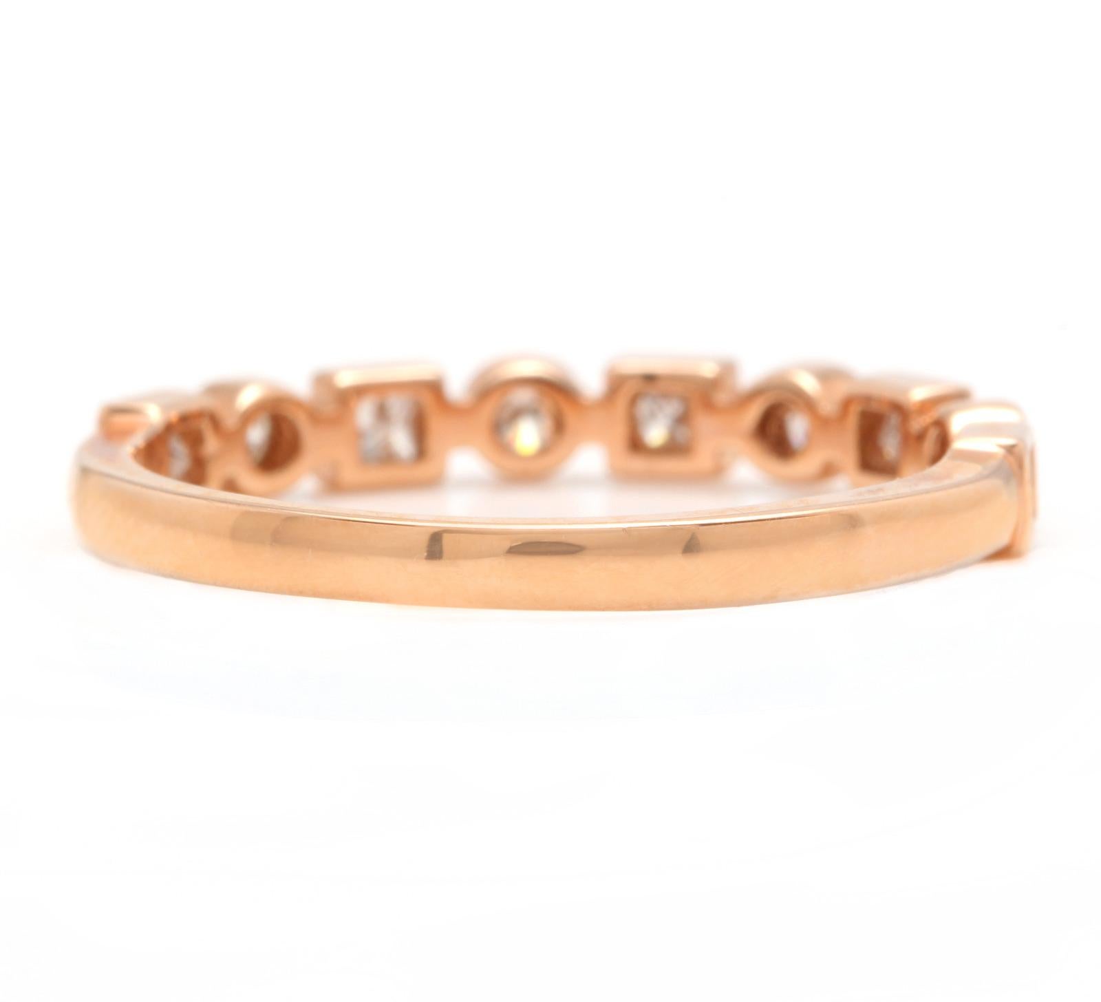 0.35 Carat Natural Diamond 14 Karat Solid Rose Gold Band Ring For Sale 3