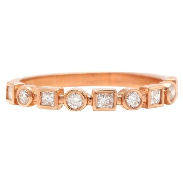 0.35 Carat Natural Diamond 14 Karat Solid Rose Gold Band Ring For Sale
