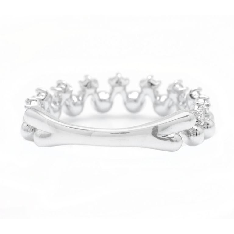 Anillo de oro blanco macizo de 14 quilates con un diamante natural de 0,35 quilates Corte rosa en venta