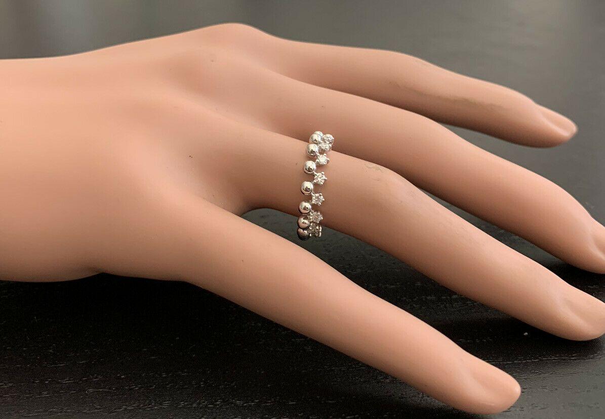 Women's 0.35 Carat Natural Diamond 14 Karat Solid White Gold Band Ring For Sale