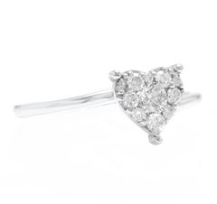 0.35 Carat Natural Diamond 14 Karat Solid White Gold Heart Ring