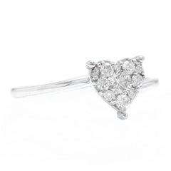 0.35 Carat Natural Diamond 14 Karat Solid White Gold Heart Ring