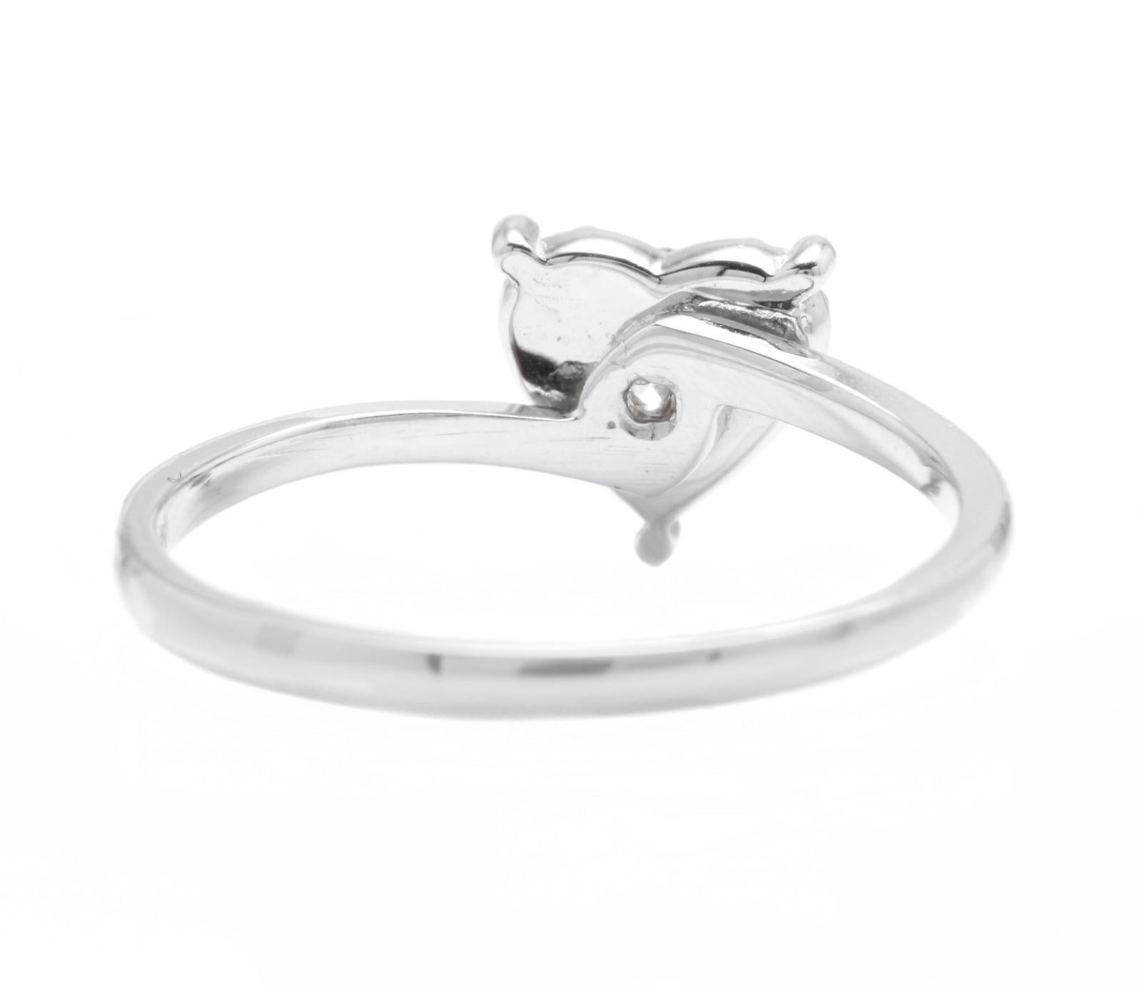 Round Cut 0.35 Carat Natural Diamond 14 Karat Solid White Gold Heart Ring For Sale