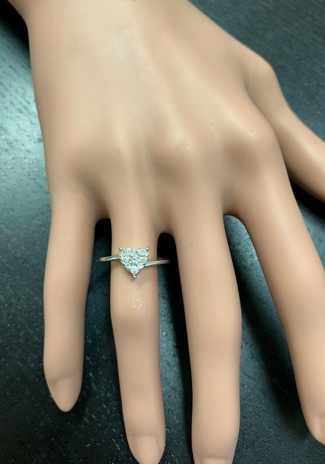 Rose Cut 0.35 Carat Natural Diamond 14 Karat Solid White Gold Heart Ring For Sale