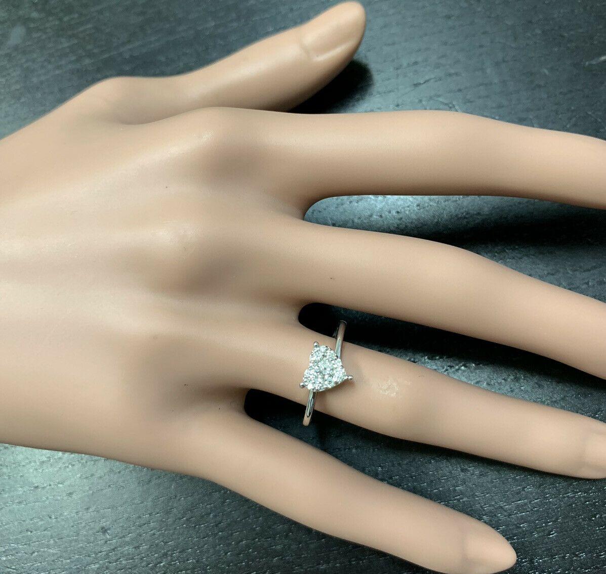 0.35 Carat Natural Diamond 14 Karat Solid White Gold Heart Ring For Sale 1