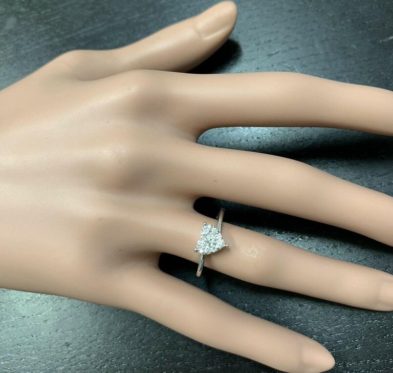 0.35 Carat Natural Diamond 14 Karat Solid White Gold Heart Ring For Sale at  1stDibs