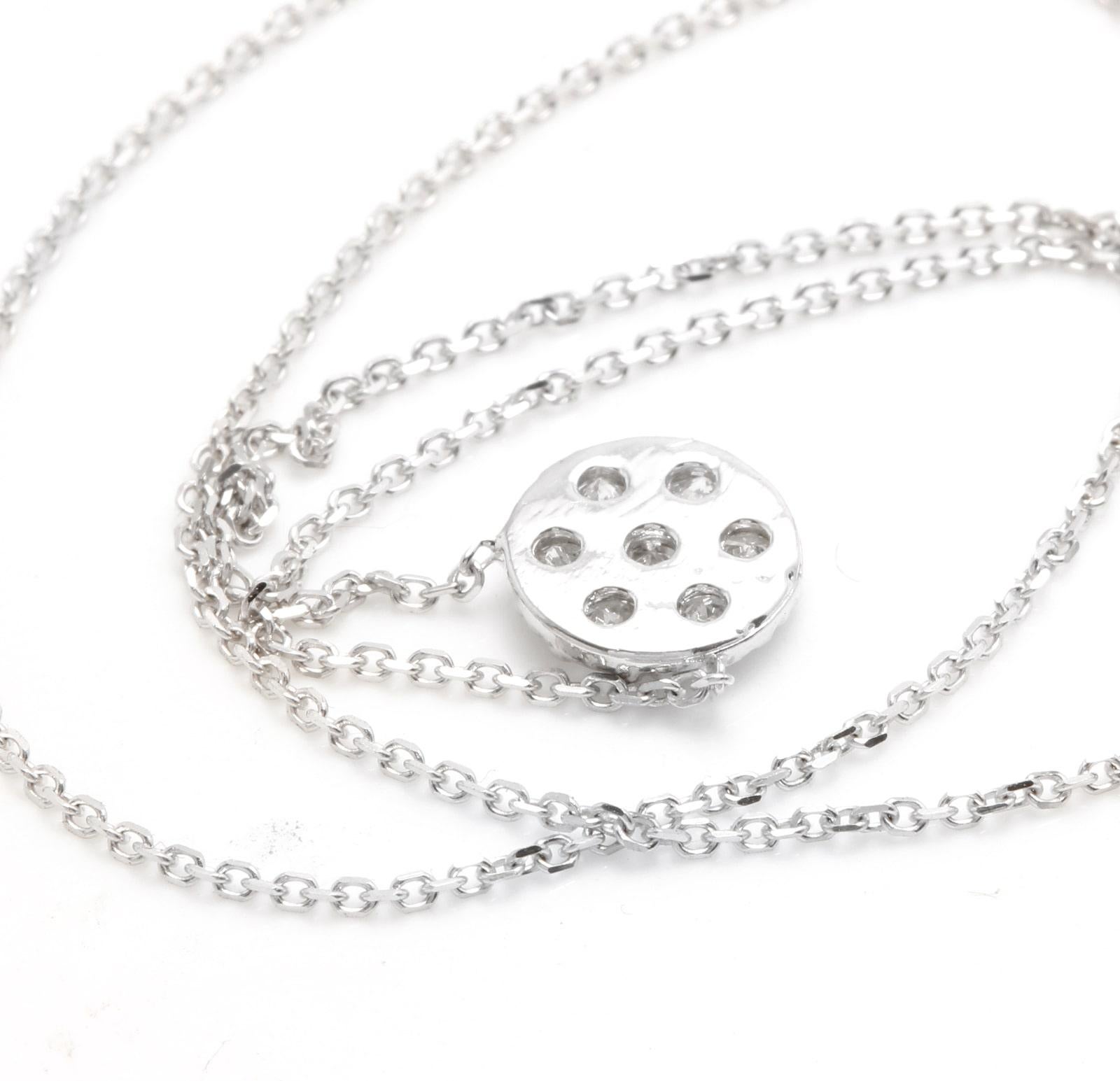 Women's 0.35 Carat Natural Diamond 14 Karat Solid White Gold Necklace Pendant For Sale