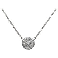 Pendentif en or blanc massif 14 carats avec diamants naturels de 0,35 carat