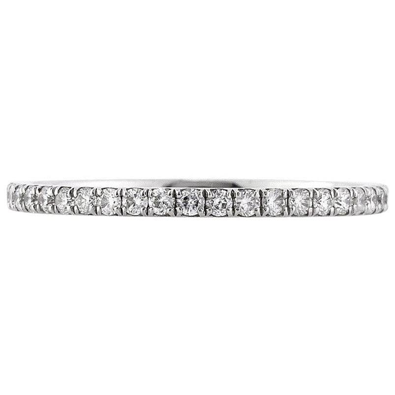 0.35ct Round Brilliant Cut Diamond Micropave Wedding Band in 18k White Gold
