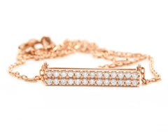 Superbe collier à barre en or rose massif 14 carats avec diamants 0,35 carat