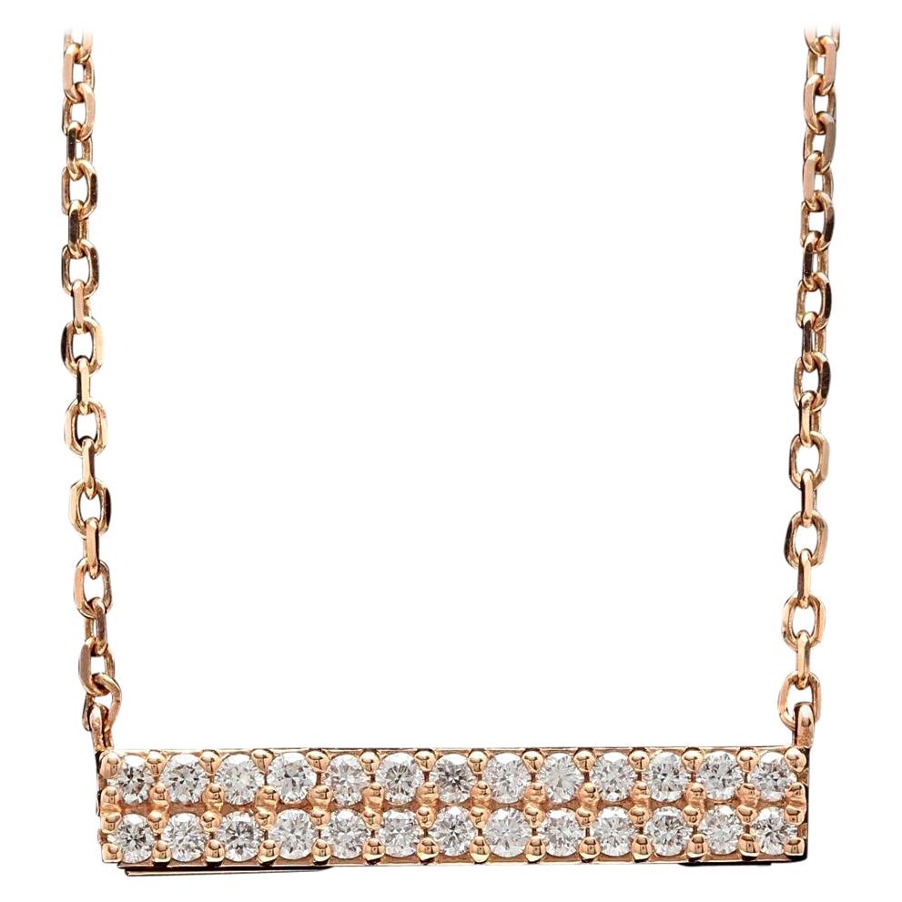 0.35Ct Impresionante Collar con Barra de Diamantes de Oro Rosa Macizo de 14K
