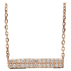 0.35Ct Stunning 14K Solid Rose Gold Diamond Bar Necklace