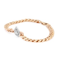 0.35Cttw Baguette & Round Cut Diamond Cuban Link Chain Bracelet 14K Yellow Gold