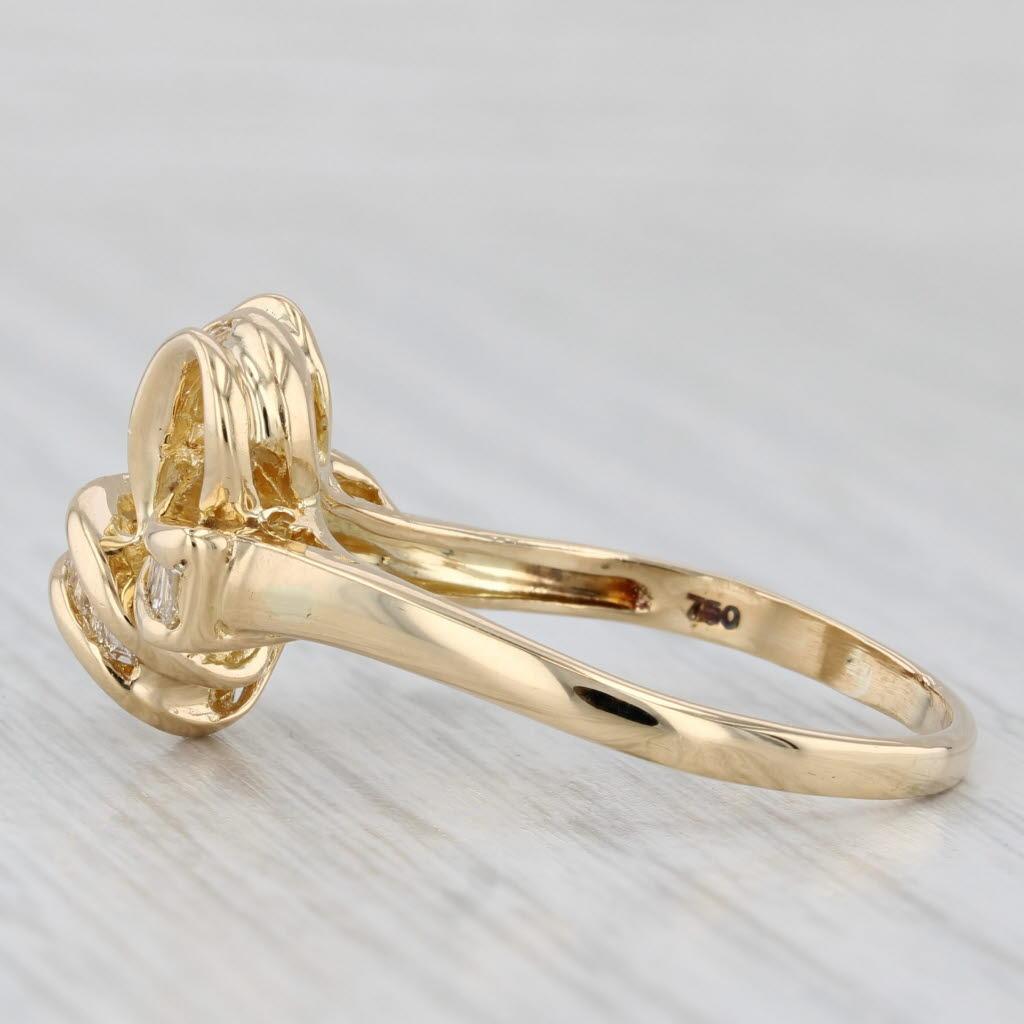 0.35ctw Baguette Diamond Knot Bow Ring 18k Yellow Gold Size 10.25 For Sale 1