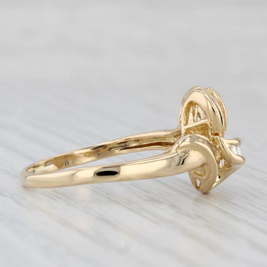 0.35ctw Baguette Diamond Knot Bow Ring 18k Yellow Gold Size 10.25 For Sale 2