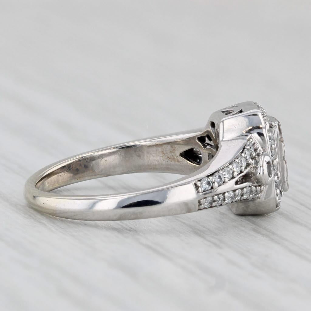 Women's or Men's 0.35ctw Diamond Cluster Halo Engagement Ring 14k White Gold Size 5.25 For Sale