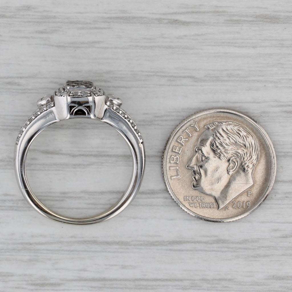 0.35ctw Diamond Cluster Halo Engagement Ring 14k White Gold Size 5.25 For Sale 2