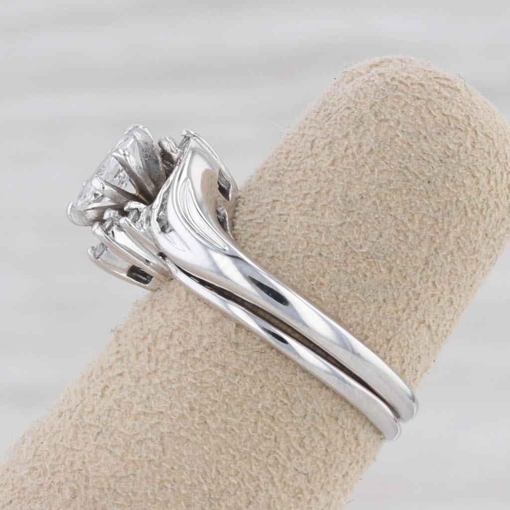 0.35ctw Diamond Engagement Ring Wedding Band Guard Bridal Set 14k Gold Size 5.25 For Sale 7