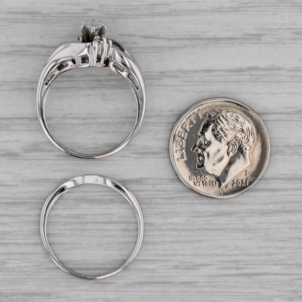 0.35ctw Diamond Engagement Ring Wedding Band Guard Bridal Set 14k Gold Size 5.25 For Sale 10