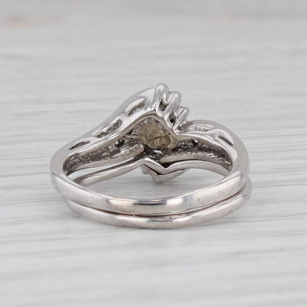 0.35ctw Diamond Engagement Ring Wedding Band Guard Bridal Set 14k Gold Size 5.25 In Good Condition In McLeansville, NC