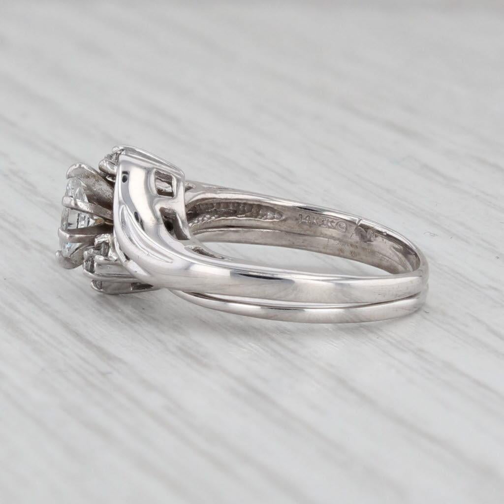 0.35ctw Diamond Engagement Ring Wedding Band Guard Bridal Set 14k Gold Size 5.25 For Sale 2