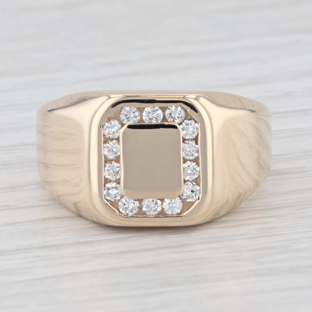 Taglio rotondo Anello con diamante aureolato da 0,35 carati in oro giallo 14k, misura 10 in vendita