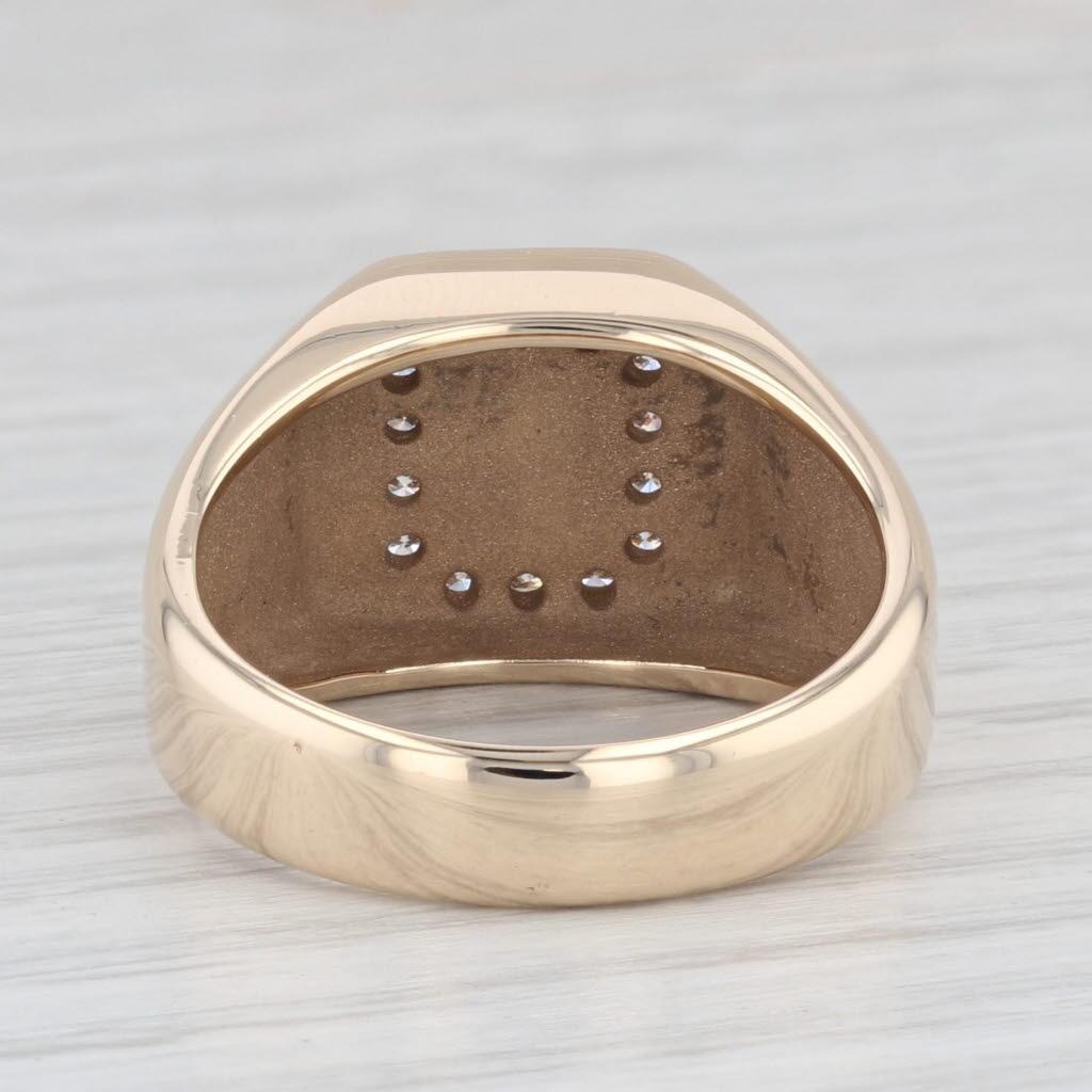 Anello con diamante aureolato da 0,35 carati in oro giallo 14k, misura 10 In condizioni buone in vendita a McLeansville, NC