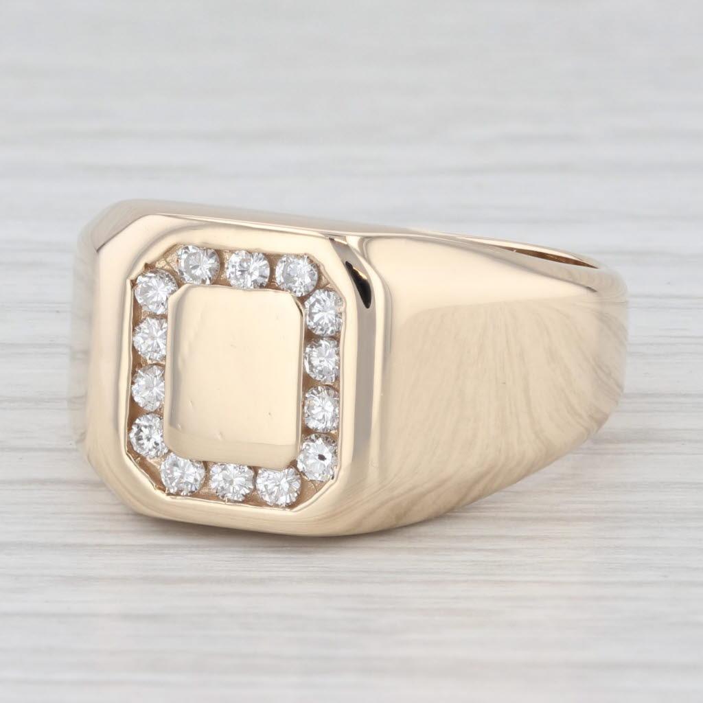 Anello con diamante aureolato da 0,35 carati in oro giallo 14k, misura 10 in vendita 1