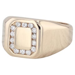 0.35ctw Diamond Halo Signet Ring 14k Yellow Gold Size 10