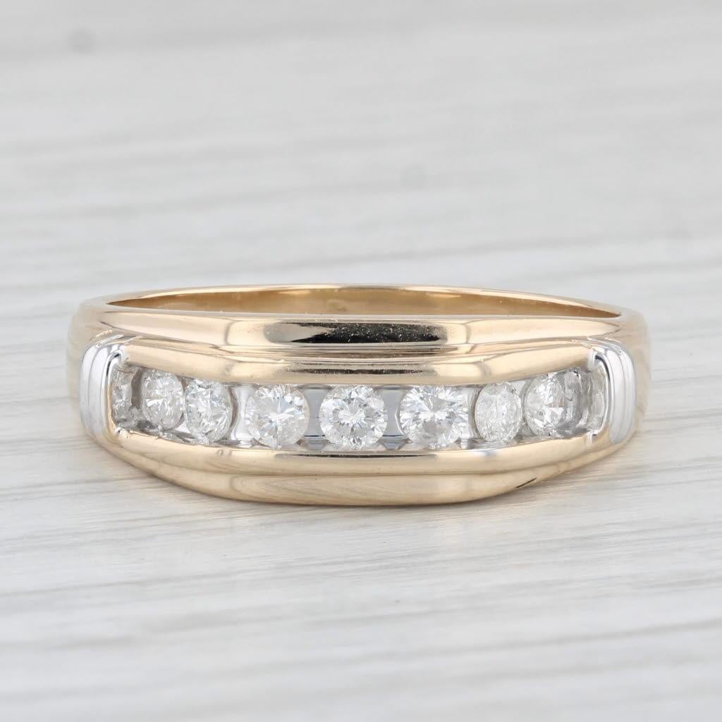 Round Cut 0.35ctw Diamond Men's Wedding Band 14k Yellow Gold Size 11 Ring For Sale