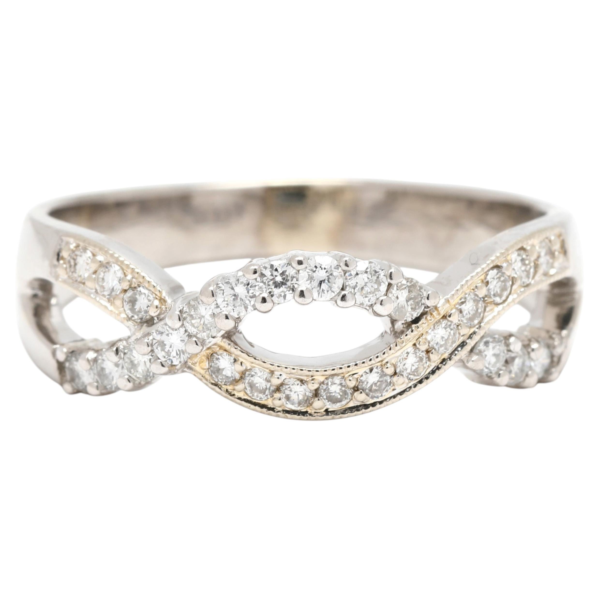 0.35ctw Infinity Band Ring, 14k White Gold, Ring Size 7.5
