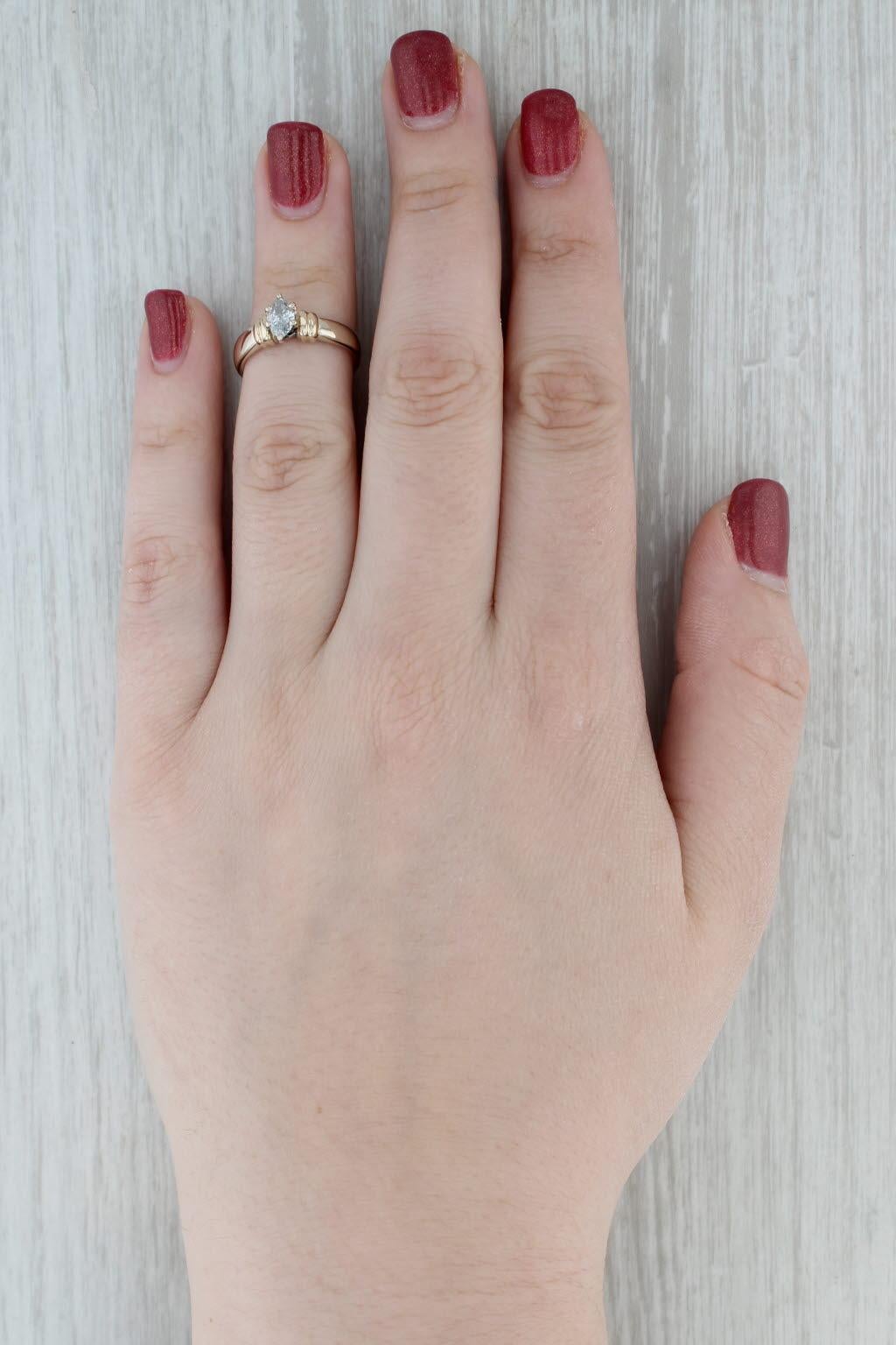0,35ctw Marquise Diamant Solitär Ring 14k Gelbgold im Angebot 3