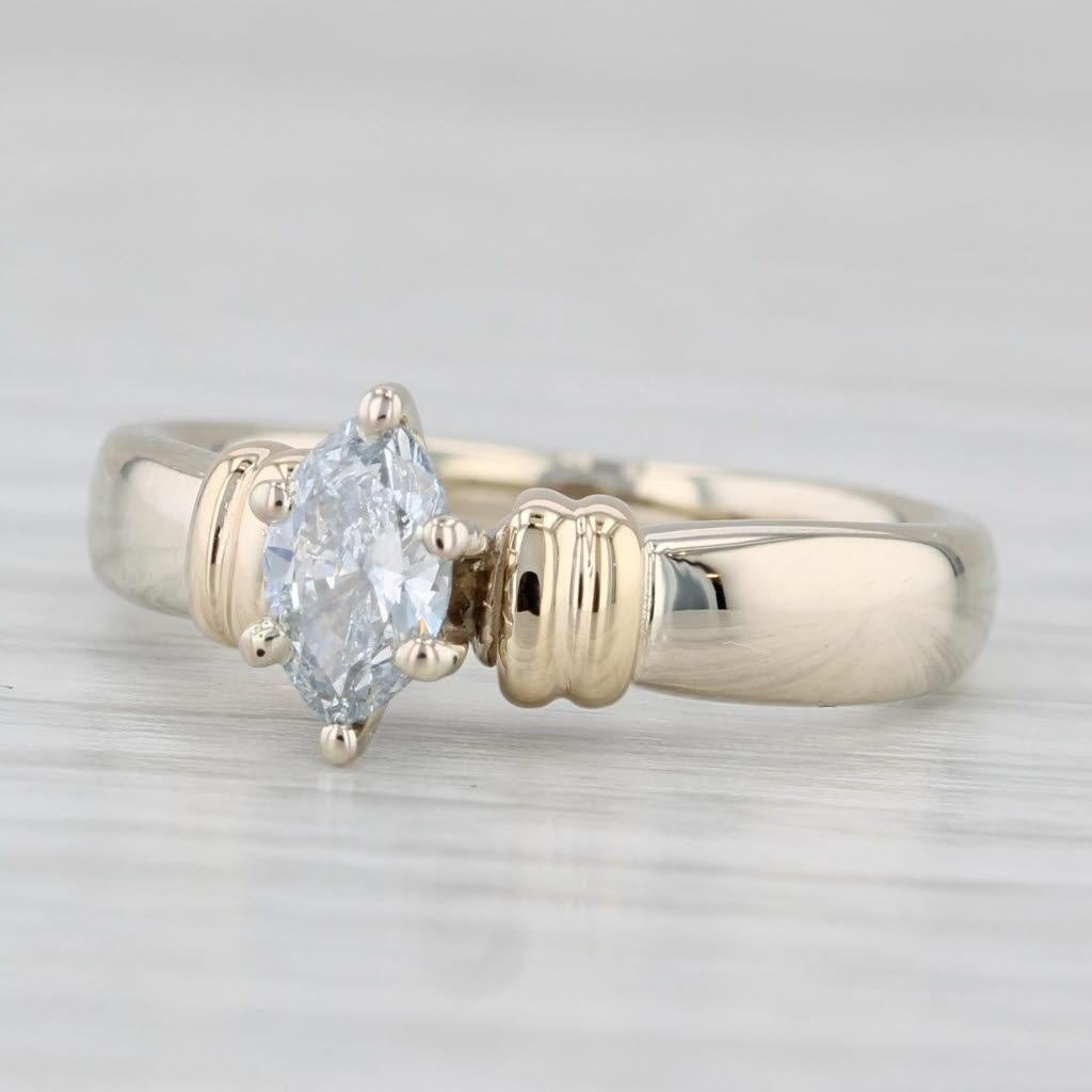 0.35ctw Anillo Solitario Diamante Marquesa Oro Amarillo 14k