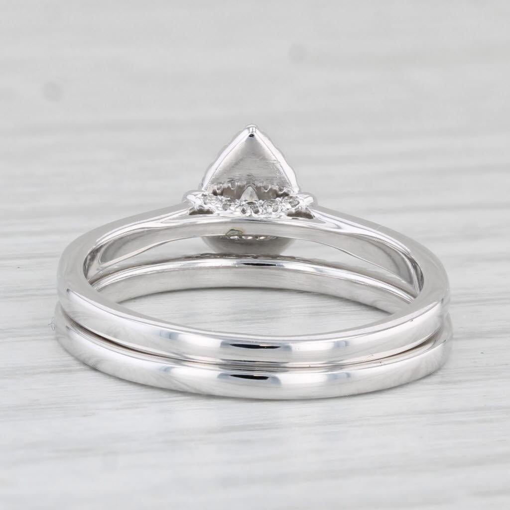 0.35ctw Pear Diamond Halo Engagement Ring Wedding Band Bridal Set 14k Gold Sz 8 For Sale 1