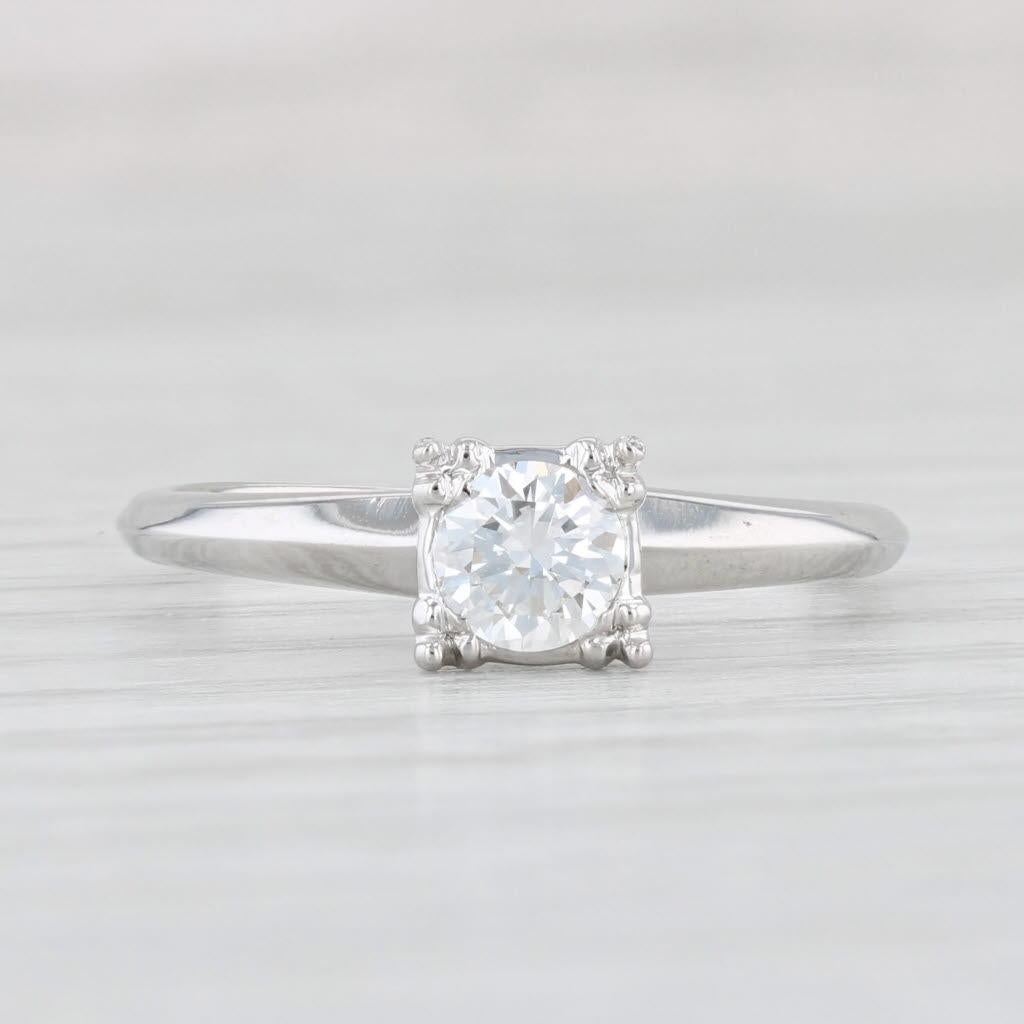 Round Cut 0.35ctw VS2 Round Diamond Solitaire Engagement Ring 14k White Gold Size 6.5