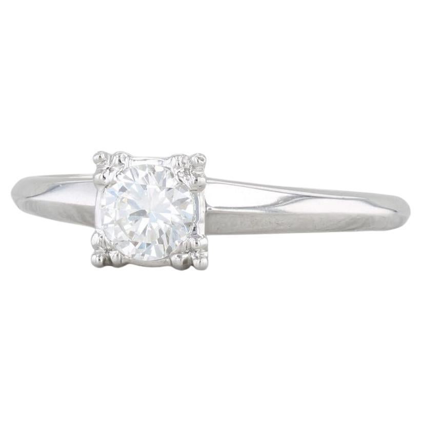 0.35ctw VS2 Round Diamond Solitaire Engagement Ring 14k White Gold Size 6.5