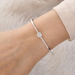 0,36 Karat Baguette & Runder Diamant Armreif Armband 14 Karat Weißgold Schmuck