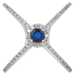 0.36 Carat Blue Sapphire Ring in 18 Karat White Gold