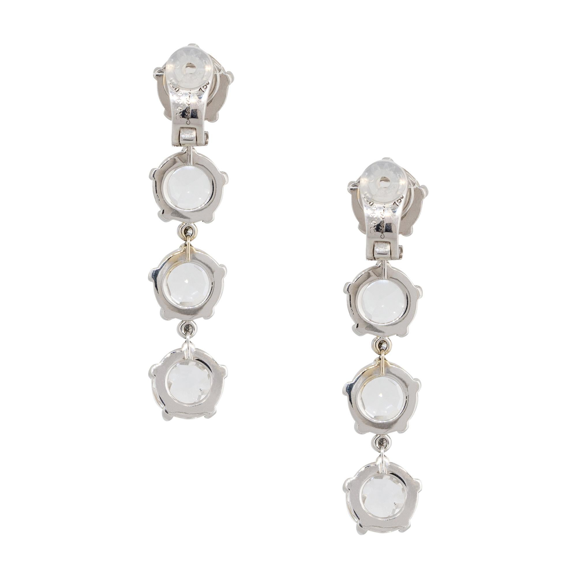 Round Cut 0.36 Carat Diamond Accent Faceted Crystal Drop Earrings 18 Karat in Stock