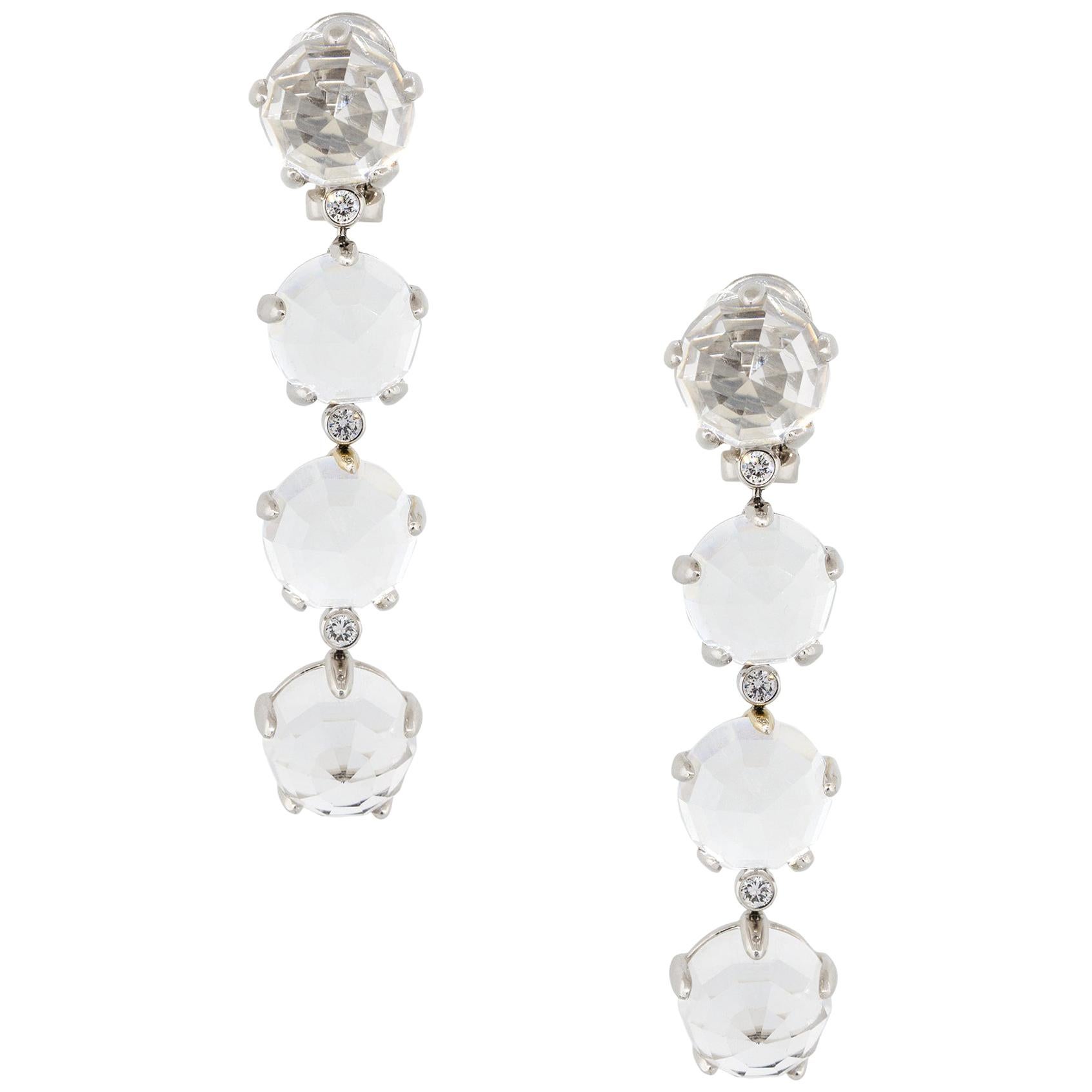 0.36 Carat Diamond Accent Faceted Crystal Drop Earrings 18 Karat in Stock