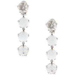 0.36 Carat Diamond Accent Faceted Crystal Drop Earrings 18 Karat in Stock