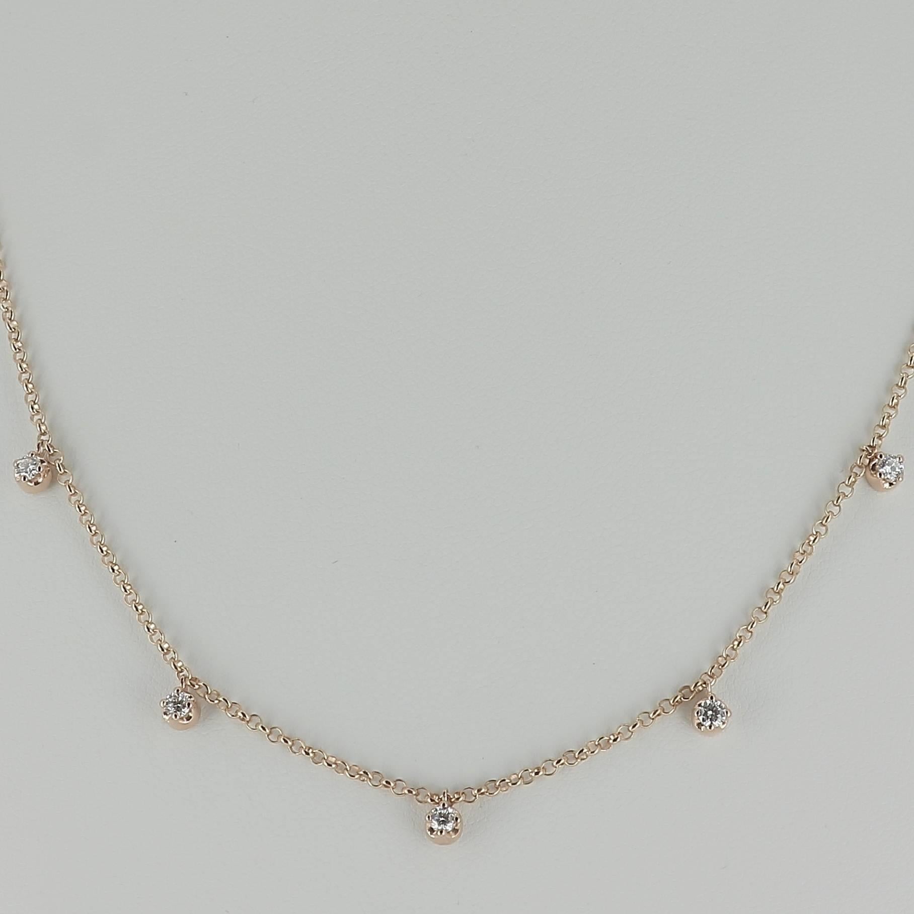 A beautiful choker necklace  set with 5 Round Diamonds weighing 0.36 carats.
The Diamonds are GVS qualities.
The Chocker Necklace is 18K White Gold
Available in 18K Rose Gold 18K Yellow Gold.

