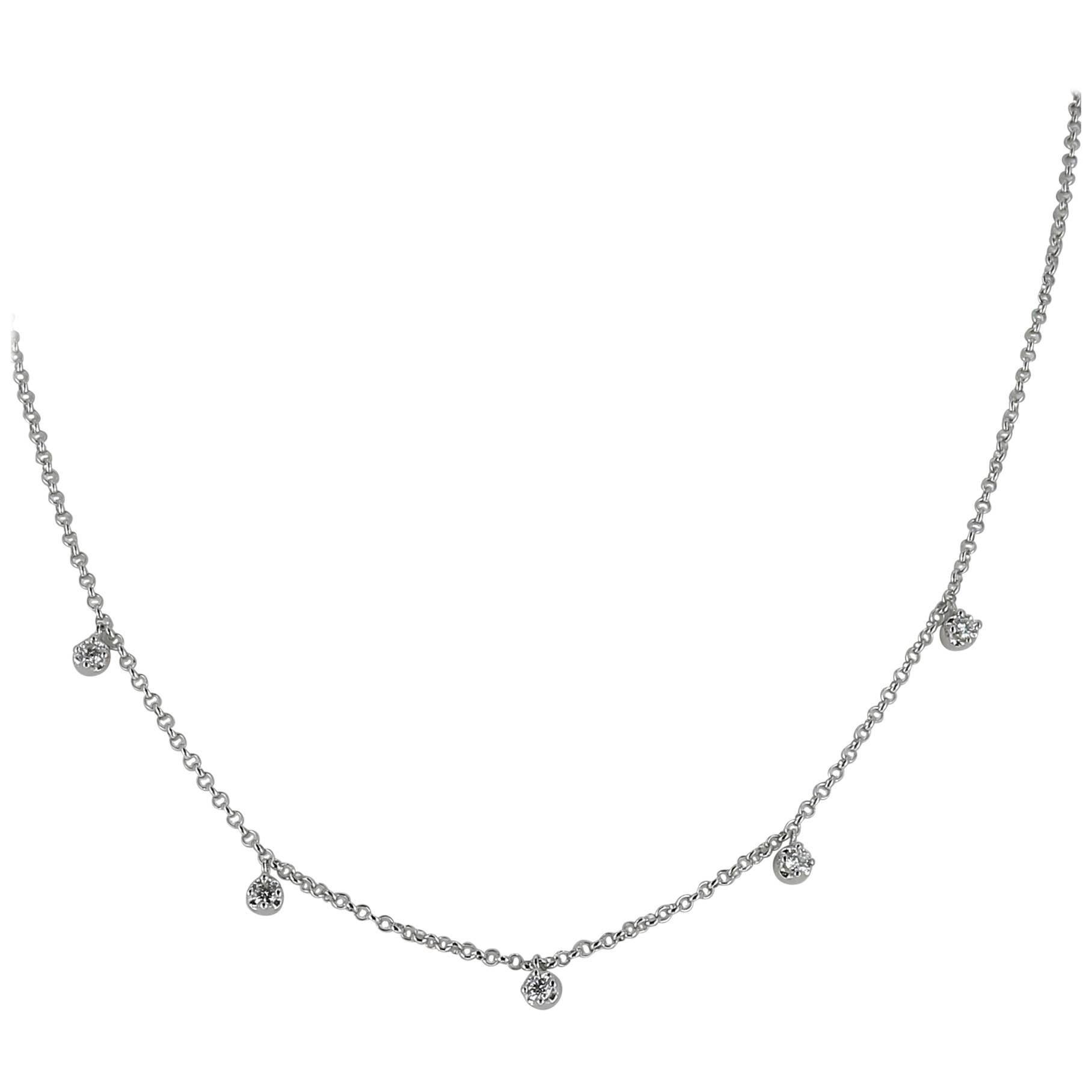 0, 36 Carat GVS Round Diamond Choker Necklace 18K White Gold / Link Necklace For Sale