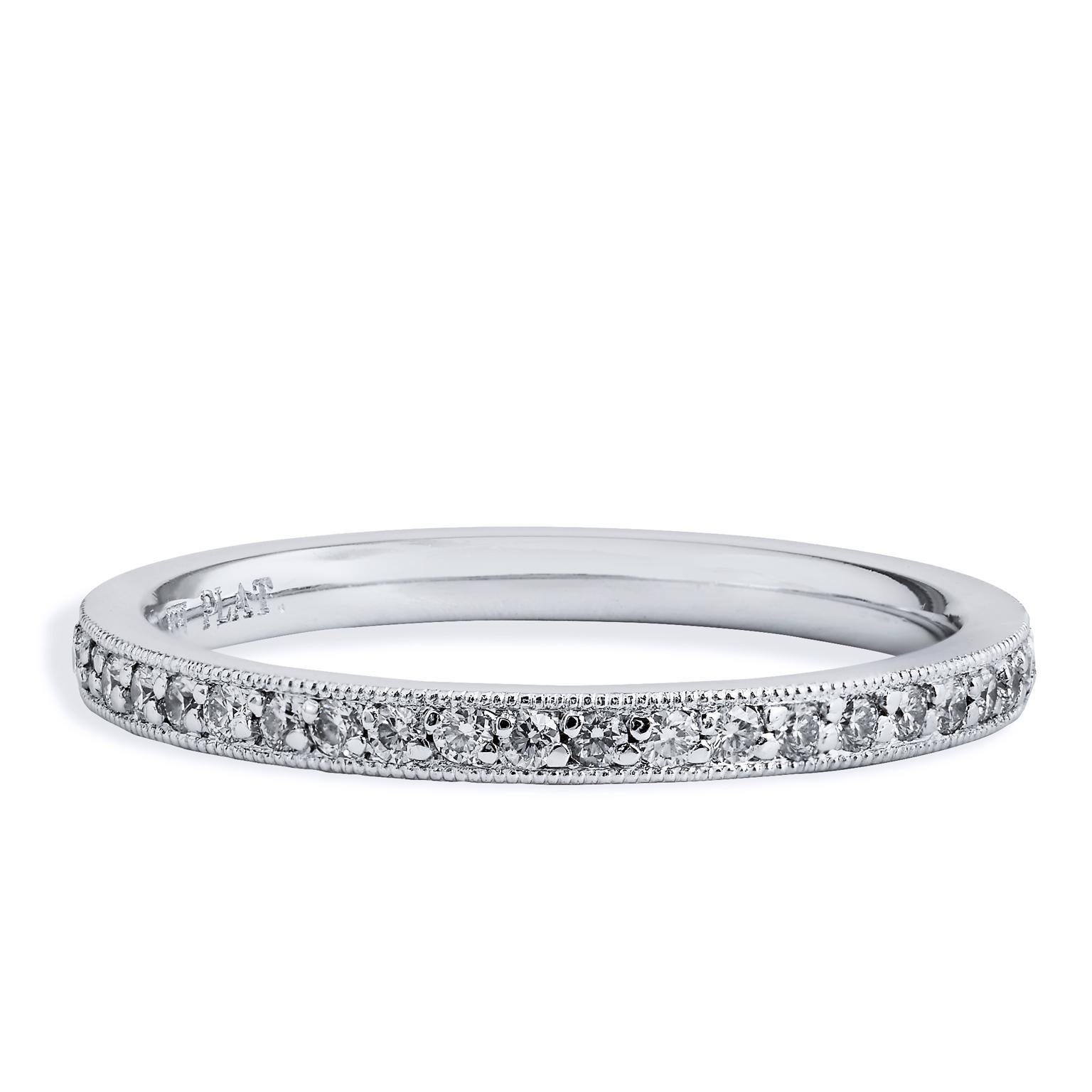 Women's 0.36 Carat Diamond Platinum Wedding Band Ring For Sale