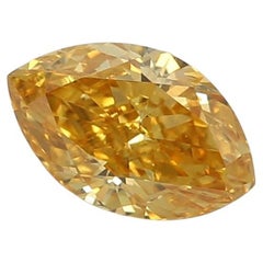 Diamant de taille marquise orange-jaune intense de 0,36 carat certifié GIA