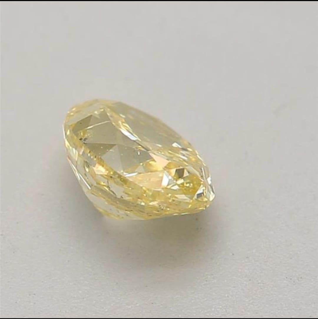 0,36 Karat Ausgefallener intensiv gelber ovaler Diamant I2 Klarheit GIA zertifiziert (Ovalschliff) im Angebot